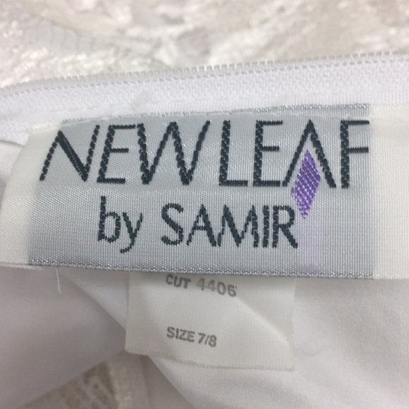 New Leaf by Samir fitted mermaid bead ivory lace deep v 8 10/12 - Picture 6 of 7